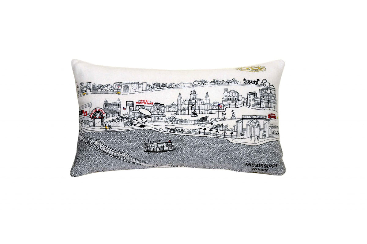 HomeRoots Cream 24' White New Orleans Daylight Skyline Lumbar Decorative Pillow