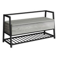 Monarch Specialties I 4500 Bench, Entryway, Hallway, Storage, 42" Rectangular, Metal, Laminate, Grey, Black, Contemporary, Modern