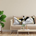 Supwhd Black White And Gold Pillow Covers, Abstract Black And Gold Pillow Covers 12X20 Set Of 2, Modern Boho Home Decor, Black A