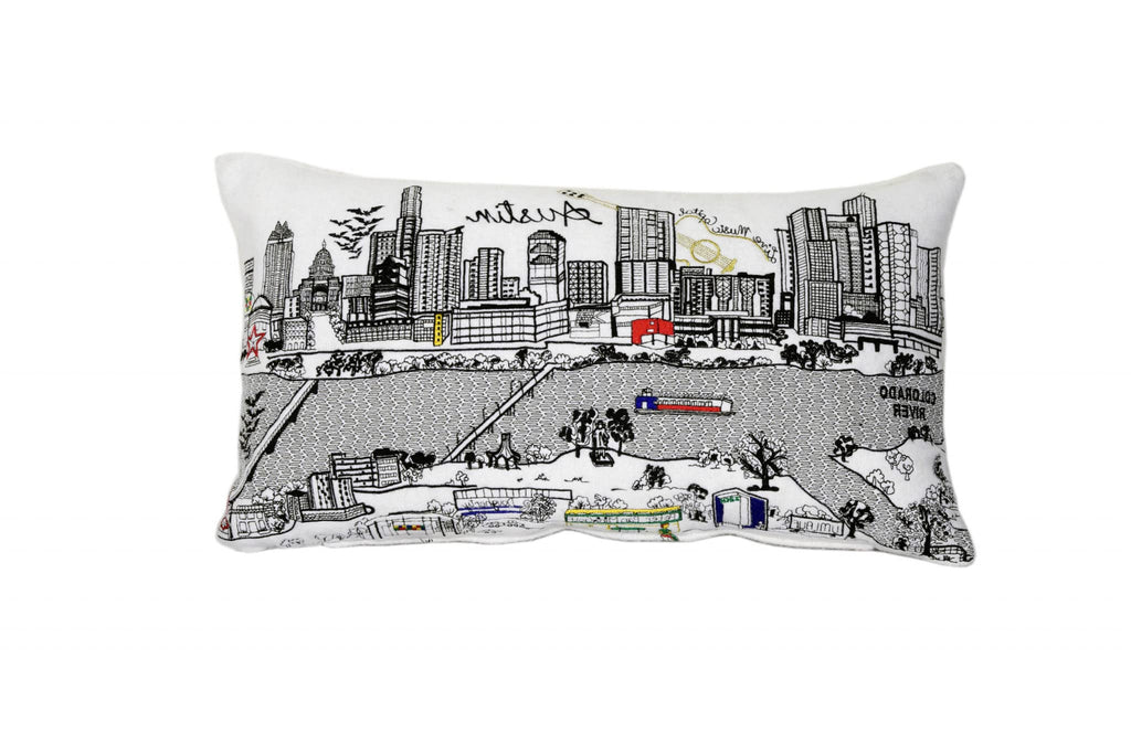 HomeRoots Cream 24' White Atlanta Daylight Skyline Lumbar Decorative Pillow