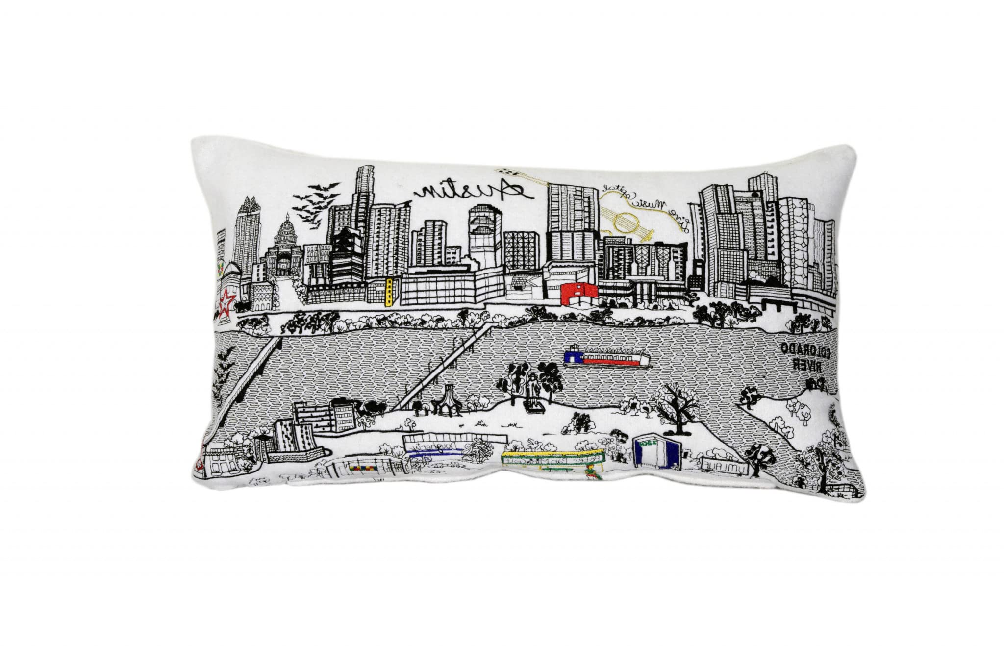 HomeRoots Cream 24' White Atlanta Daylight Skyline Lumbar Decorative Pillow