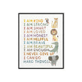 Positive Affirmations Kids Wall Decor: Safari Nursery Decor Kids Wall Art Framed Inspirational Posters 12x15,I Am Kind I Am Smar