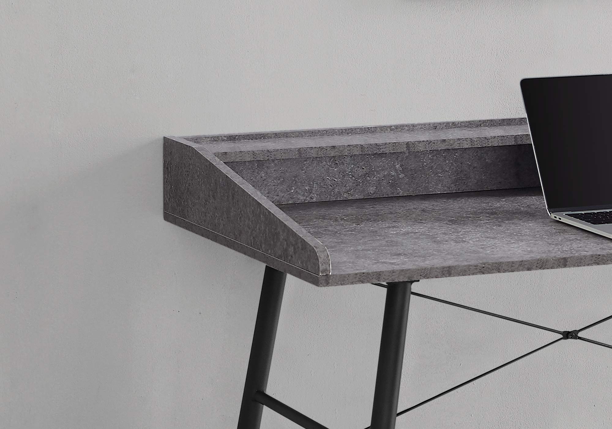 Monarch Specialties I 7540 Computer Desk, Home Office, Laptop, Storage Shelves, 48&quot; L, Work, Metal, Laminate, Grey, Black, Contemporary, Modern