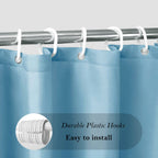 Aoohome Extra Long Shower Liner, Fabric Bathroom Curtain With Hooks For Hotel, Weigthed Hem, Waterproof, 72 X 84 Inch, Blue