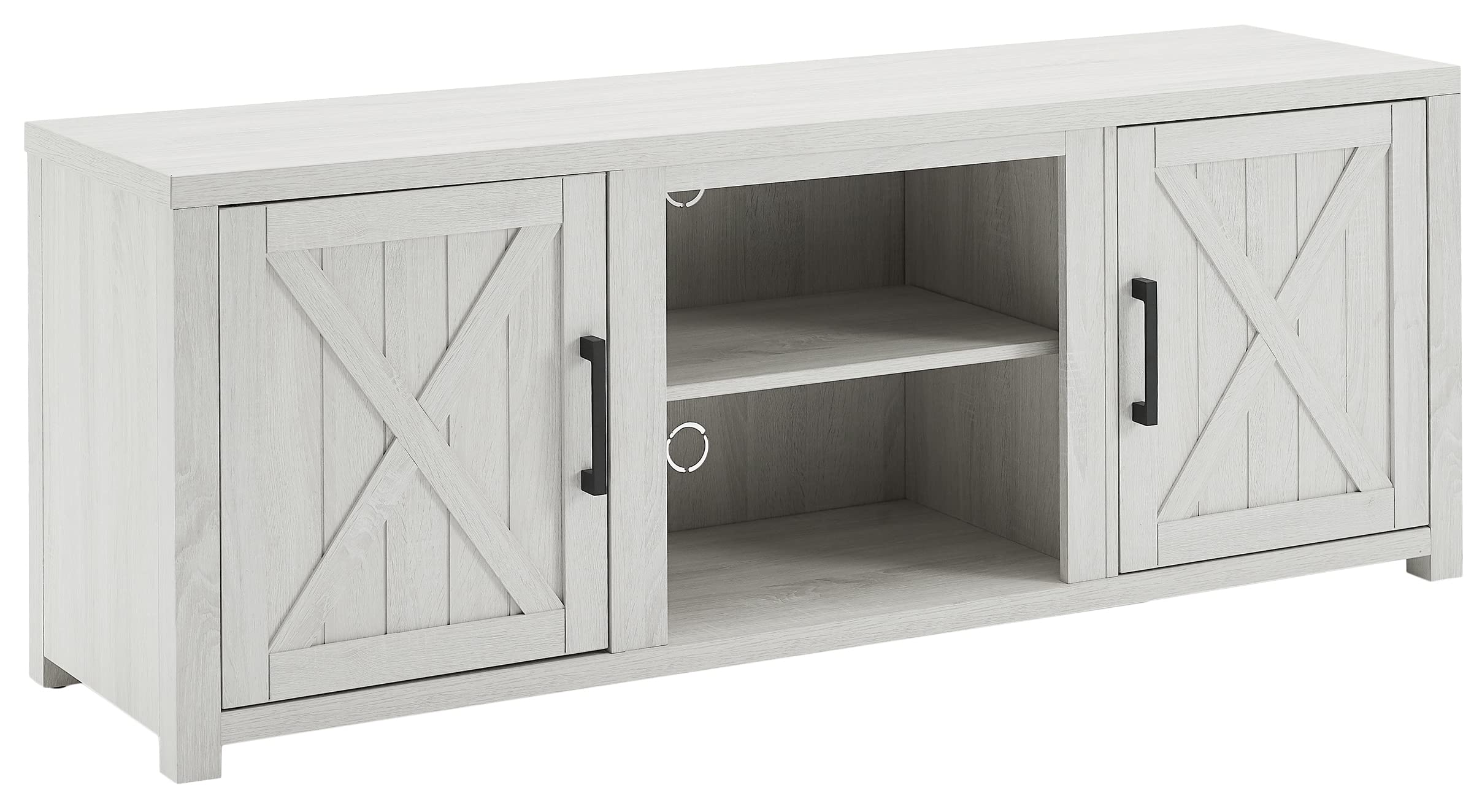 Crosley Furniture Gordon Low Profile TV Stand for 65+ inch TVs, Entertainment Center with Storage Shelves, Whitewash