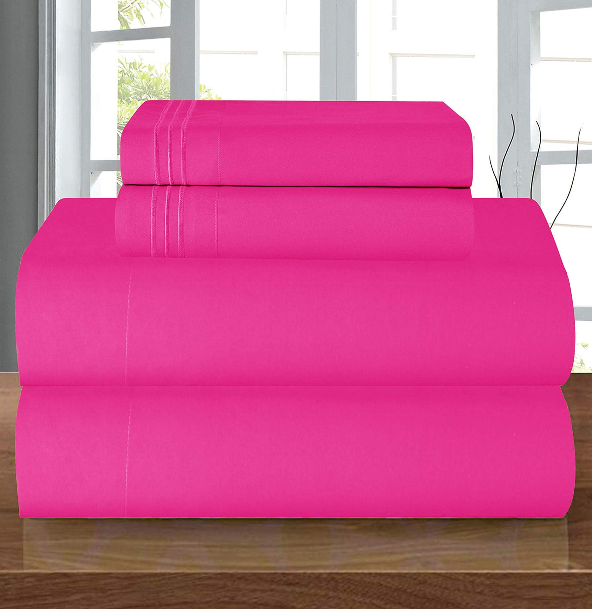 Elegant Comfort Luxury 1500 Premium Hotel Quality Microfiber 5-Piece Sheet Set - Wrinkle Resistant, All Around Elastic Fitted Sh