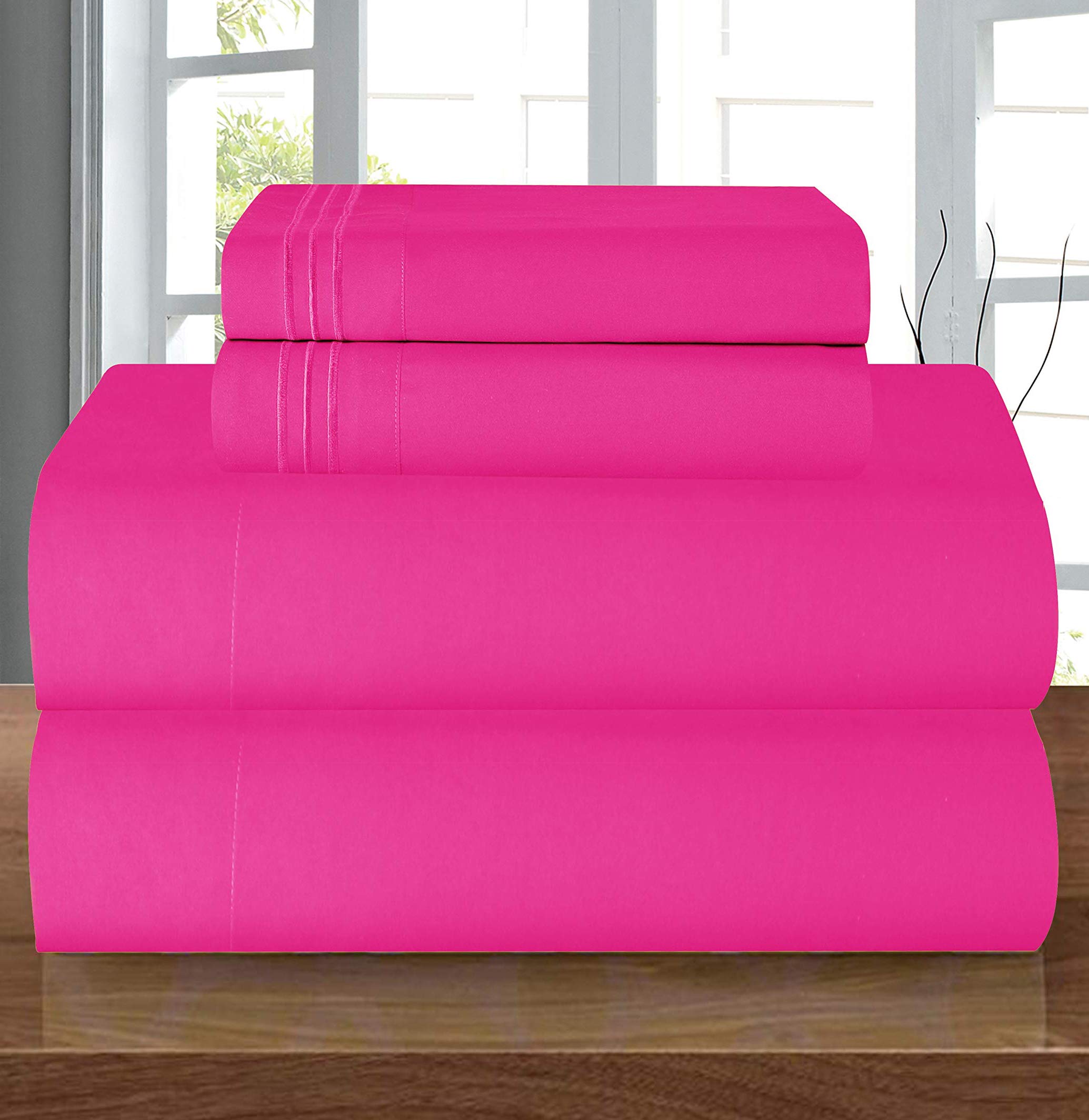 Elegant Comfort Luxury 1500 Premium Hotel Quality Microfiber 5-Piece Sheet Set - Wrinkle Resistant, All Around Elastic Fitted Sh