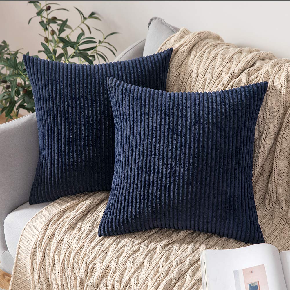 Miulee Pack Of 2 Corduroy Soft Soild Decorative Square Throw Pillow Covers Cushion Cases Pillow Cases For Couch Sofa Bedroom Car