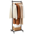 LiaMeE 63 Inch Tall Clothes Rack with Wheels, Heavy Duty Metal Garment Rack with Shoe Shelf, Rolling Clothing Rack Holds 110lbs,