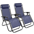 Devoko Patio Zero Gravity Chair Outdoor Folding Adjustable Reclining Chairs Pool Side Using Lawn Lounge Chair With Pillow Set Of 2 (Dark Blue)