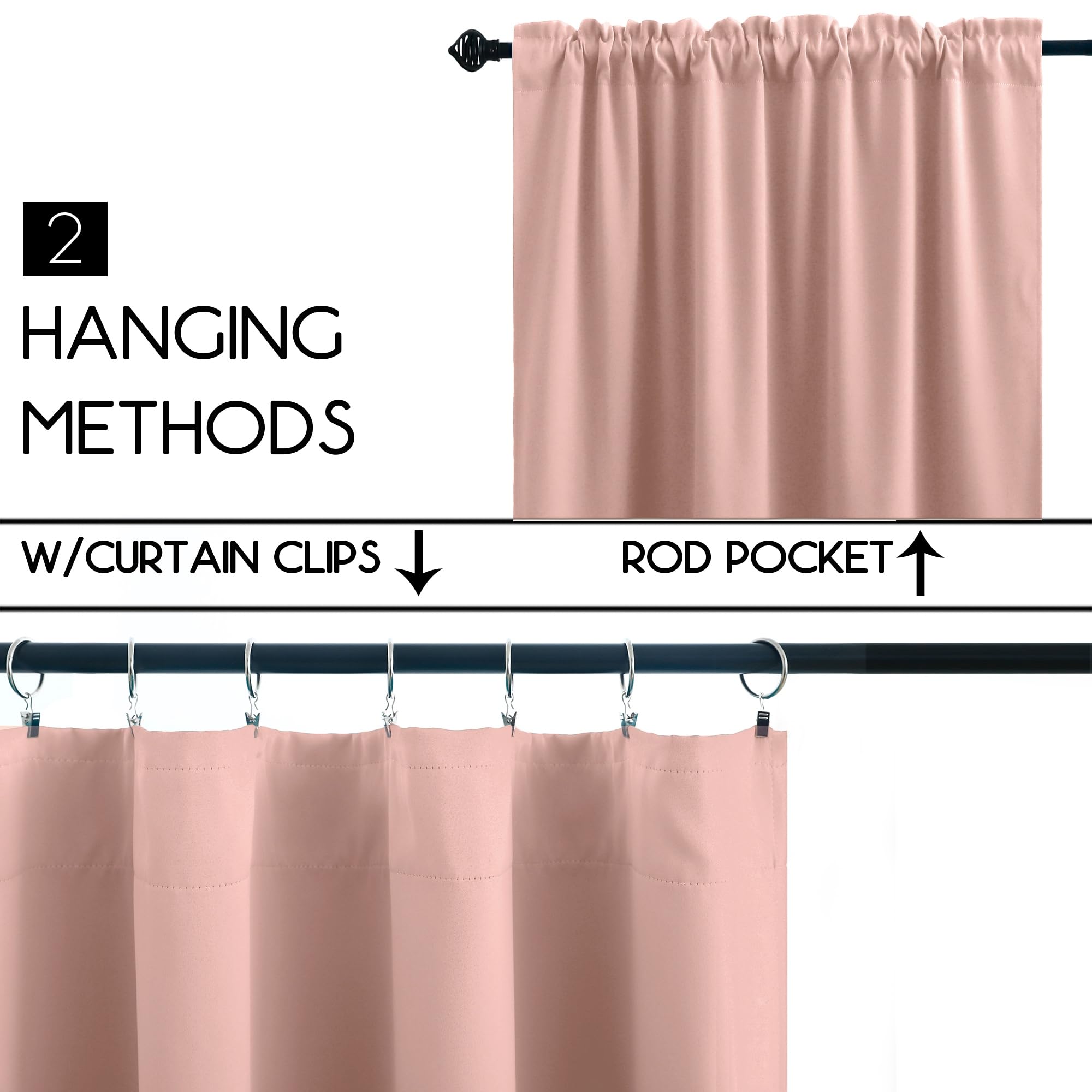 Koufall Blush Pink Blackout Curtains For Bedroom Girls Short Small Window Curtains For Girls Room Bathroom 34 X 24 Inch Length