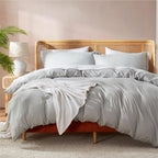 Nestl Twin Duvet Cover Set - Soft Double Brushed Light Grey Duvet Cover Twin/Twin Xl, 2 Piece, With Button Closure, 1 Duvet Cove