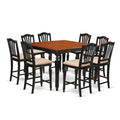 East West Furniture CHEL9-BLK-C Chelsea 9 Piece Kitchen Counter Set Includes a Square Table with Butterfly Leaf and 8 Linen Fabric Dining Room Chairs, 54x54 Inch