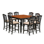 East West Furniture CHEL9-BLK-C Chelsea 9 Piece Kitchen Counter Set Includes a Square Table with Butterfly Leaf and 8 Linen Fabric Dining Room Chairs, 54x54 Inch