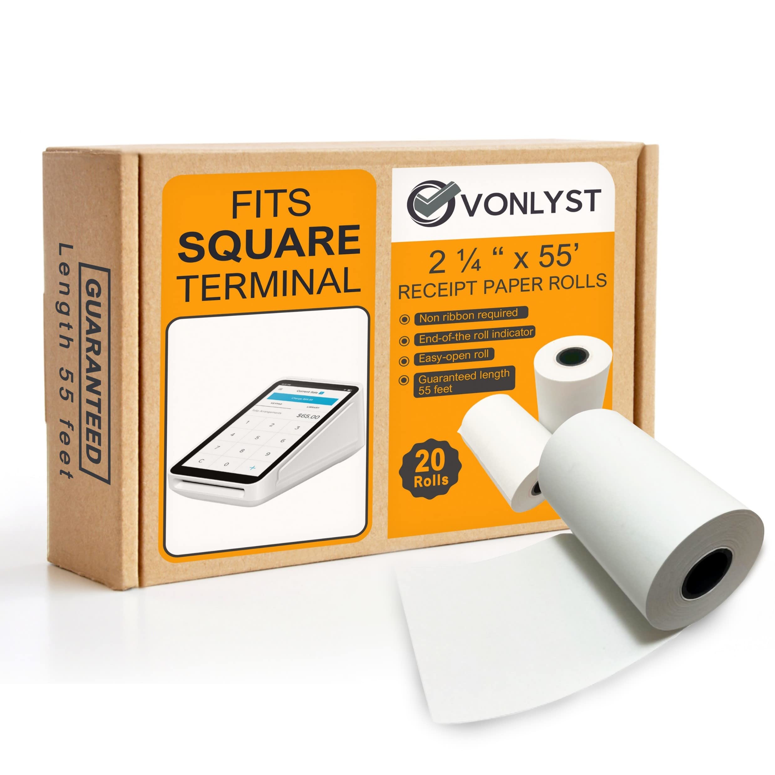 Vonlyst Receipt Paper Roll For Square Terminal Credit Card Machine (20 Rolls)