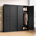 BYNSOE Metal Armoire Wardrobe Closet with 2 Doors 72   Wardrobe Cabinet with Hanging Rail Metal Closet with Adjustable Shelves