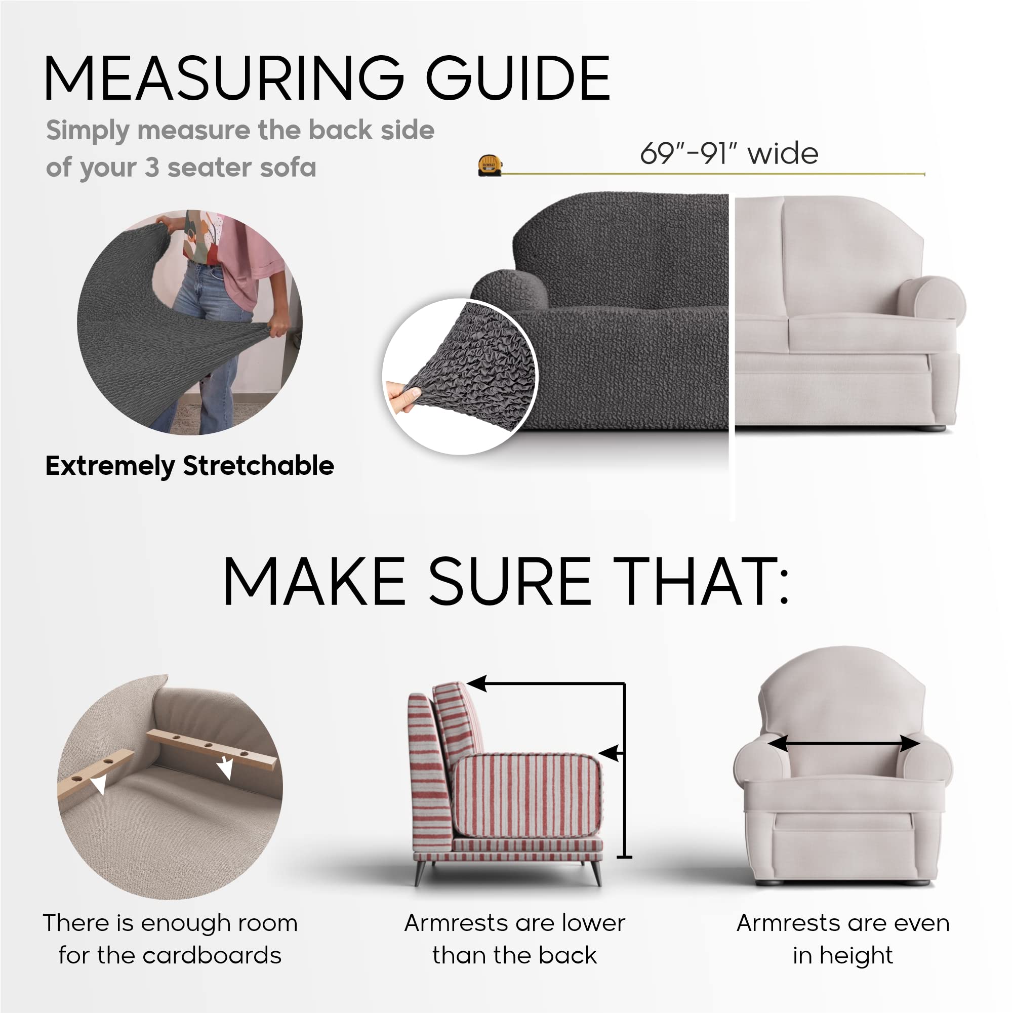 Paulato By Ga.I.Co Sofa Slipcover - Stretch Couch Cover - Stylish Cushion Sofa Cover - Soft Polyester Fabric Slip Cover - 1-Piec