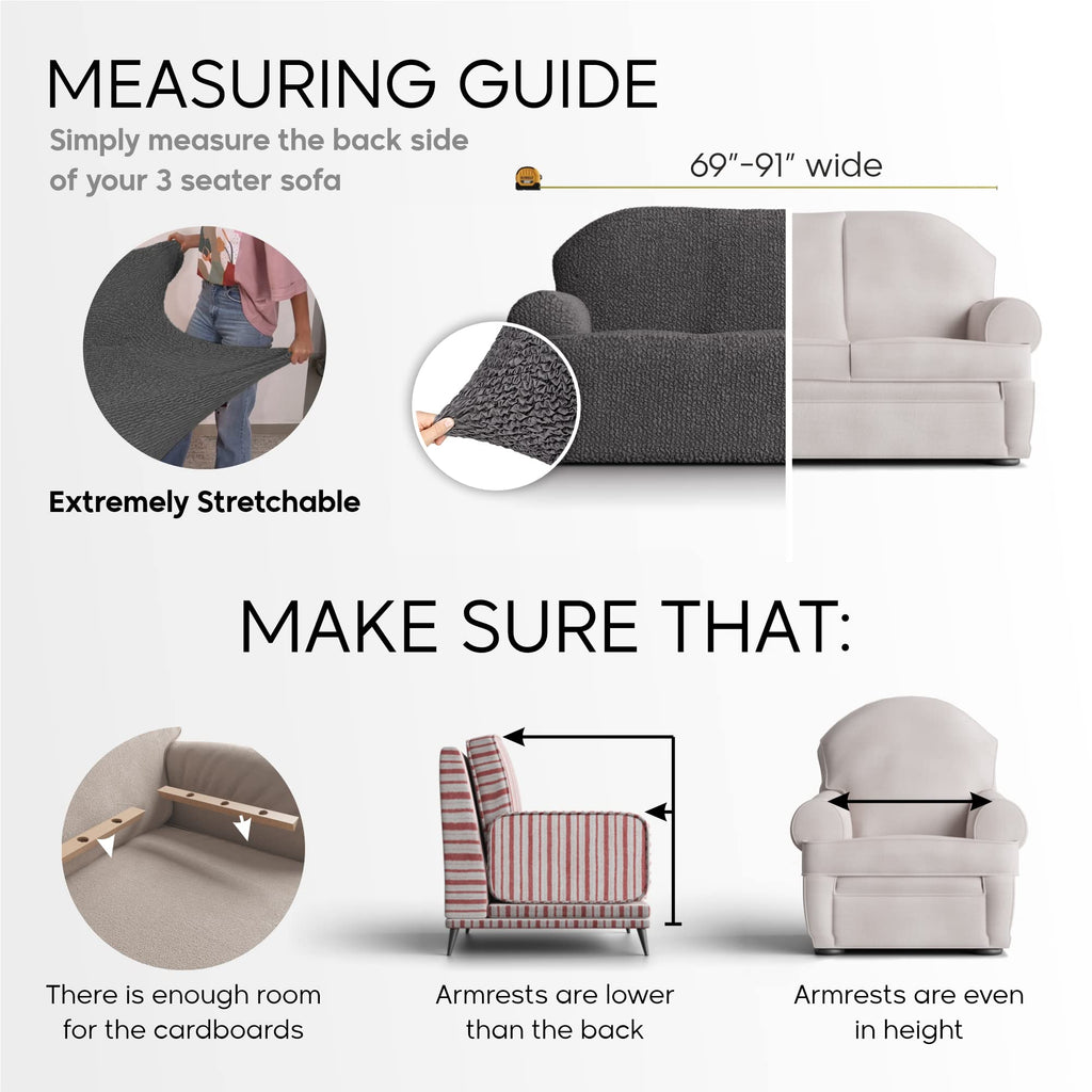 Paulato By Ga.I.Co Sofa Slipcover - Stretch Couch Cover - Stylish Cushion Sofa Cover - Soft Polyester Fabric Slip Cover - 1-Piec