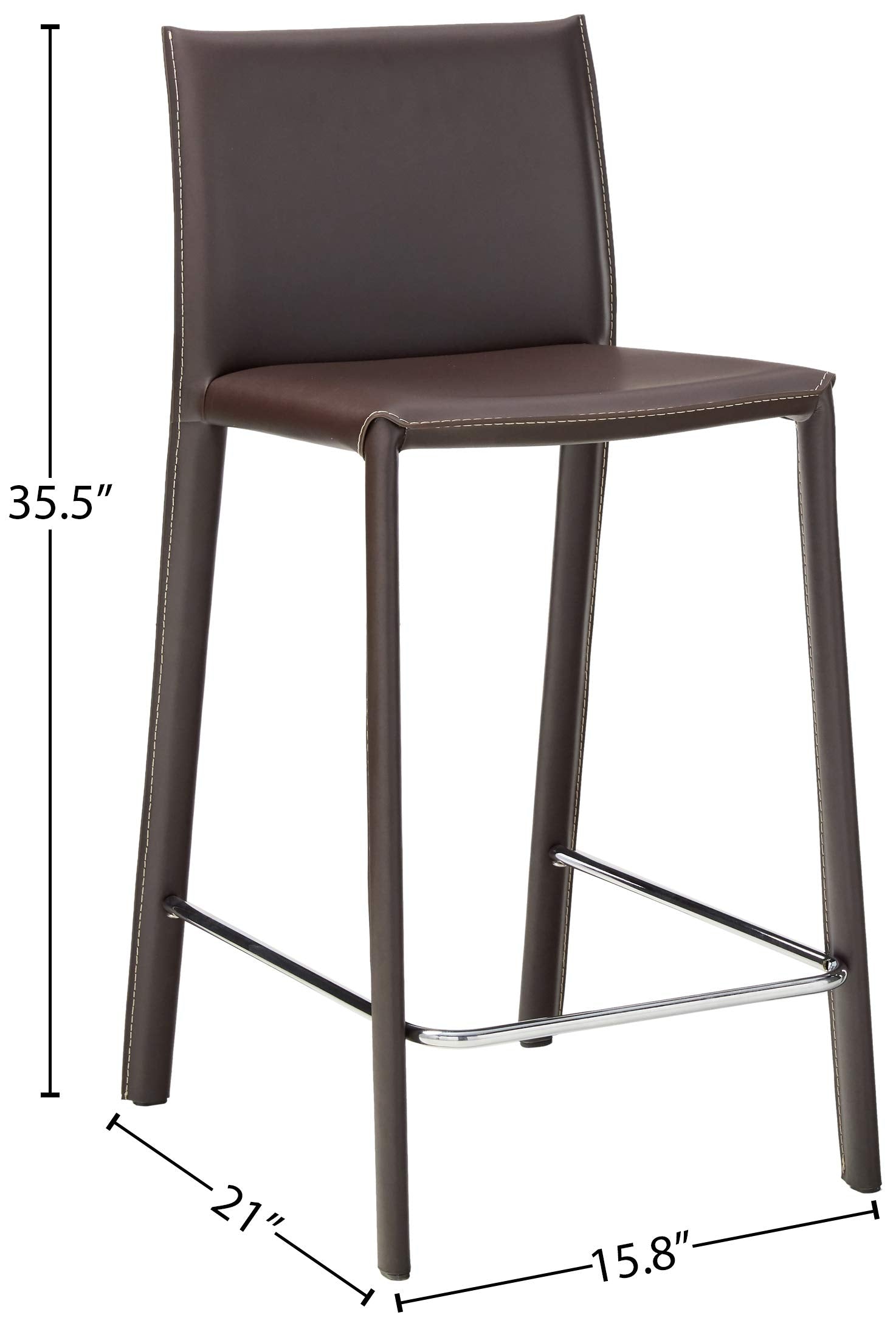 Baxton Studio Crawford Brown Leather Counter Height Stool