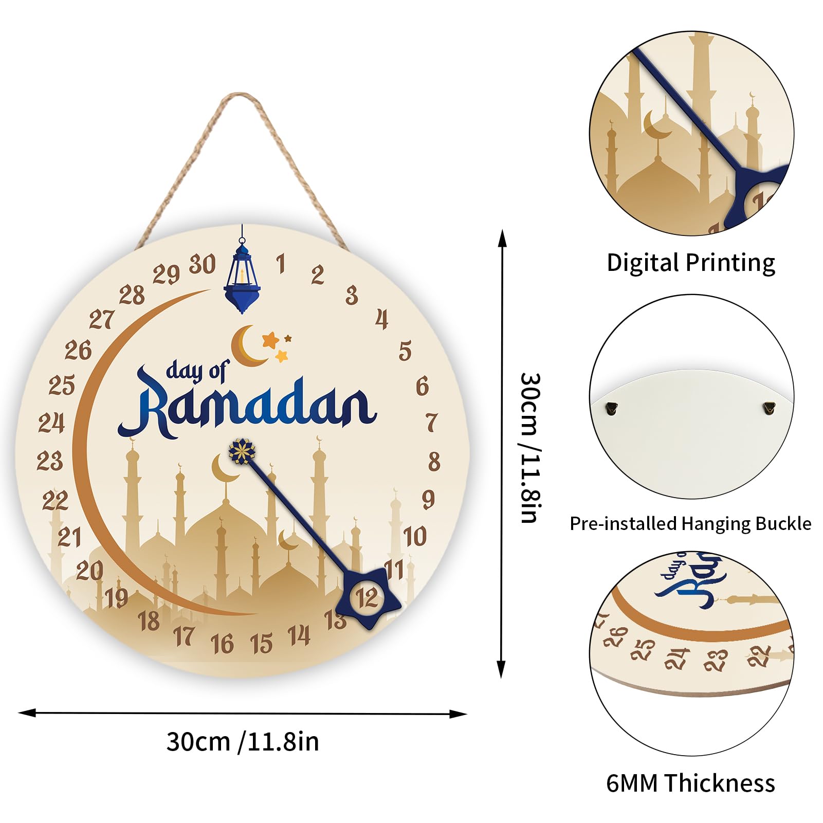 Ramadan Advent Calendar Countdown, Door Hanging Decorations For Ramadan Home Sign