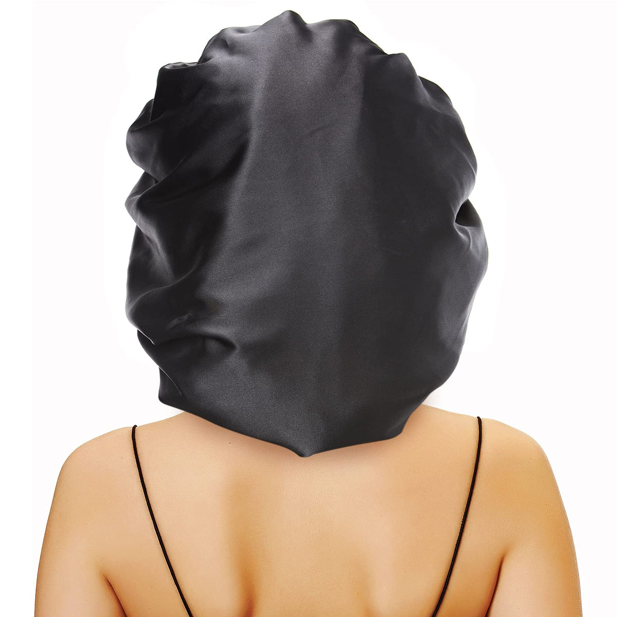 Sent Hair Large Round Satin Bonnet for Sleeping, Double-Layer Elastic Hair Bonnet with Silky Tie Band for Women Braids/Curly/Lon