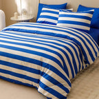 Clothknow Blue White Striped Queen Comforter Set 3Pcs Blue White Bedding Comforter Sets Stripes Comforter Queen Blue Comforter Lightweight Comforter Sets Queen All Season
