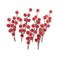 Yetaha 10 Pcs Christmas Artificial Holly Berries (Red Frosted Fruits on The Branch) for Decoration