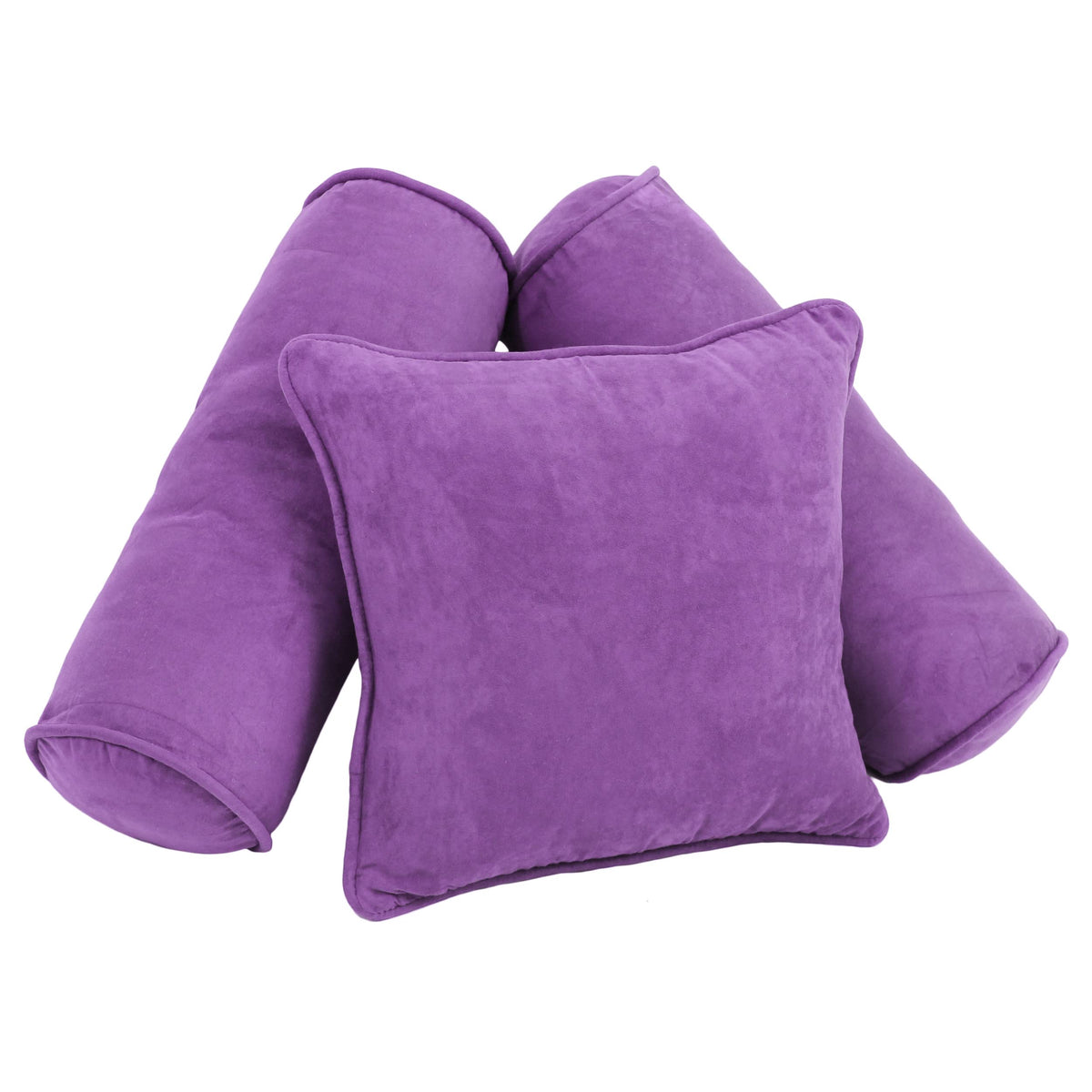 Blazing Needles Corded Microsuede Throw Pillow Set, Ultra Violet 3 Count