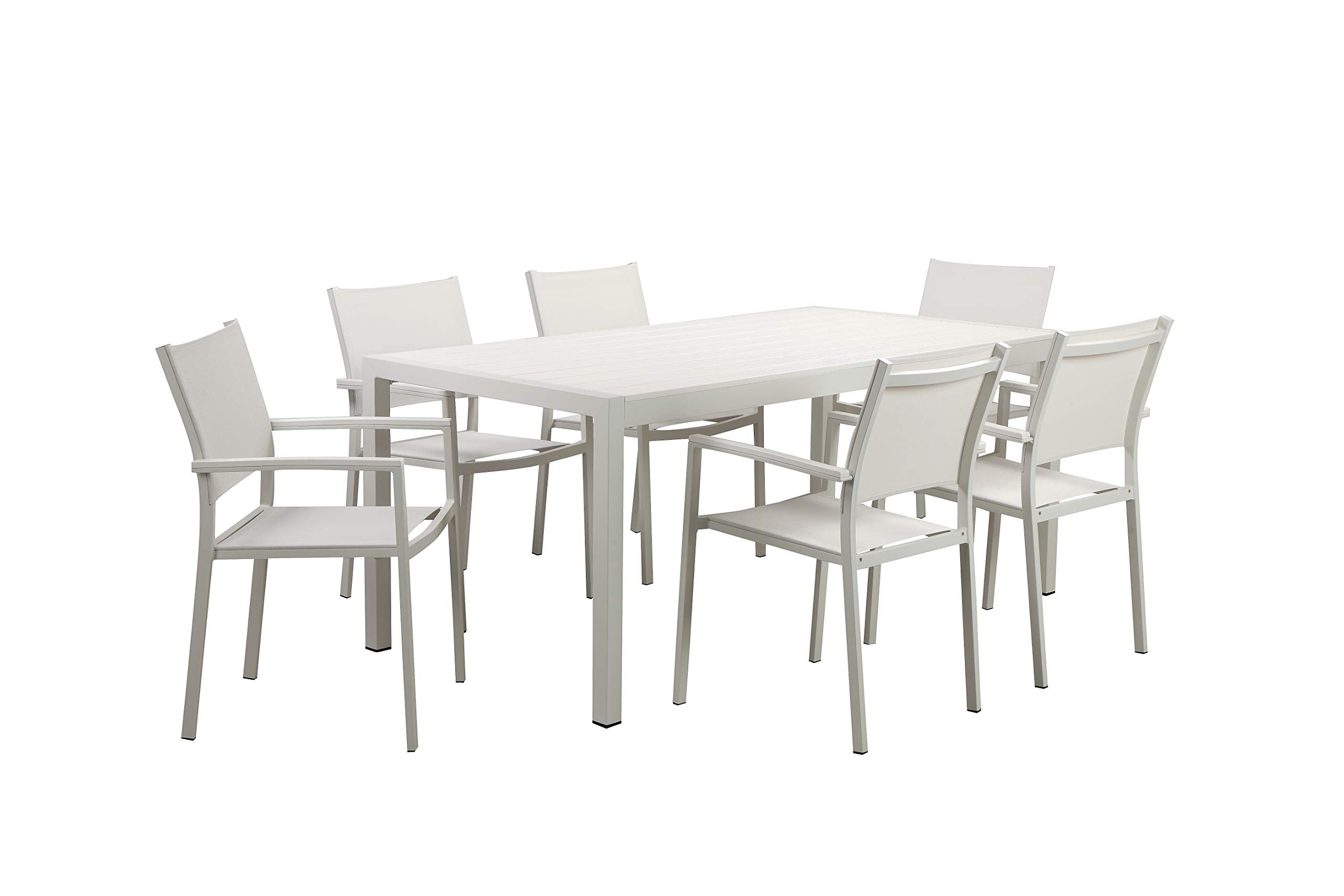 Pangea Home David 7 Whtwht Dining Set, White