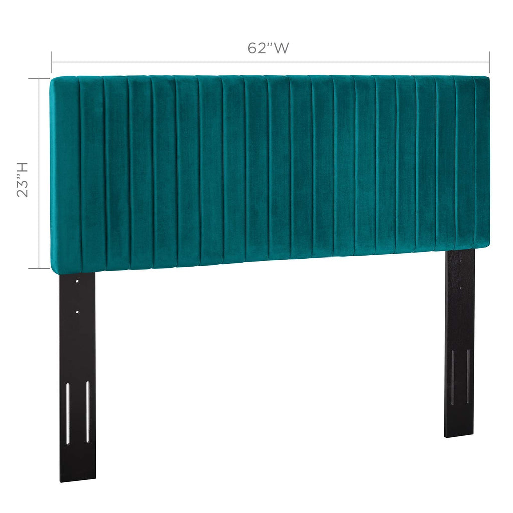Modway Keira Channel Tufted Performance Velvet Upholstered Full / Queen Headboard in Teal
