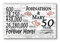 Broad Bay Personalized 50 Year Anniversary Sign Gift 50th Wedding Anniversary Present For Couple - Days Minutes Years - Solid Wo