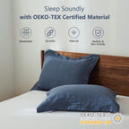Simple&Opulence 100% Belgian Linen Pillow Shams -Set Of 2, Standard Size - Basic Style Breathable Pure Linen Suitable For Home - Soft And Durable With Envelope Closure (20''X 26'', Classic Blue)