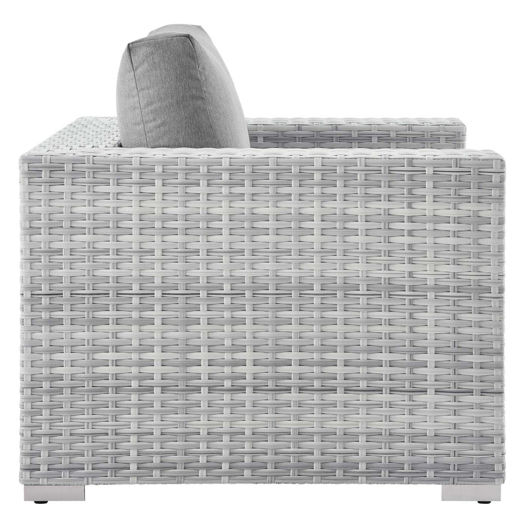 Modway Convene Wicker Rattan Outdoor Patio Armchair in Light Gray Gray