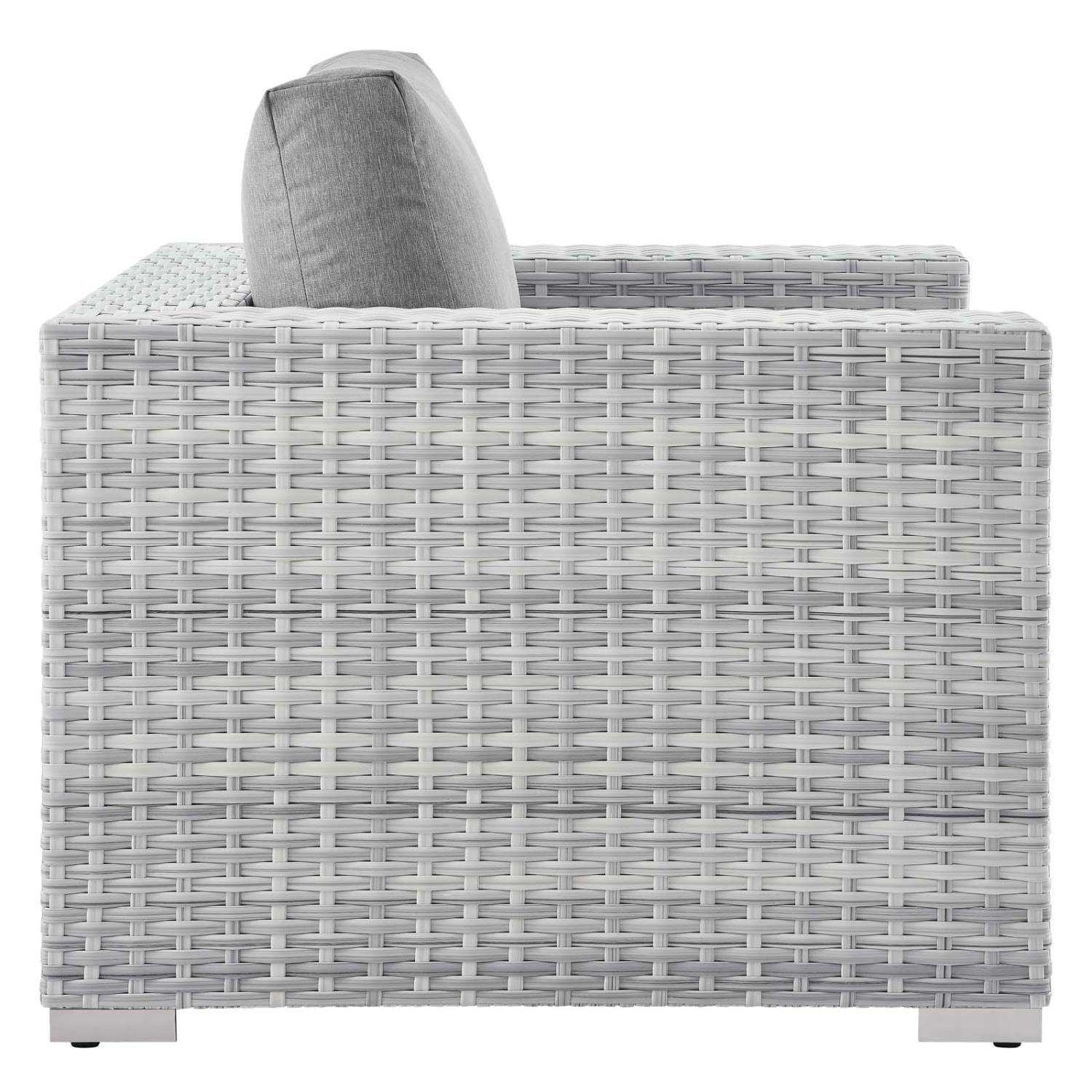Modway Convene Wicker Rattan Outdoor Patio Armchair in Light Gray Gray