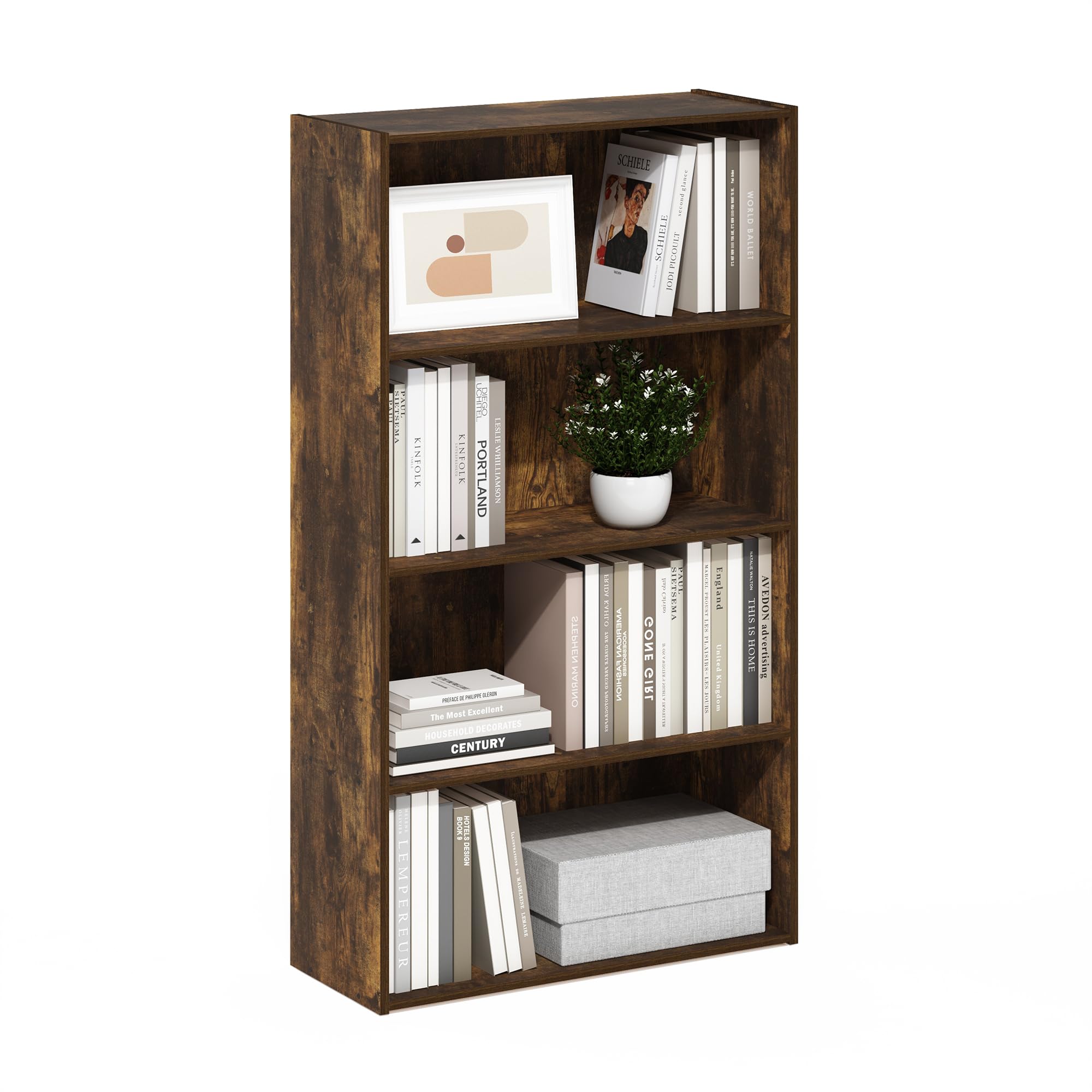 Furinno Pasir 4 Tier Open Shelf, Amber Pine
