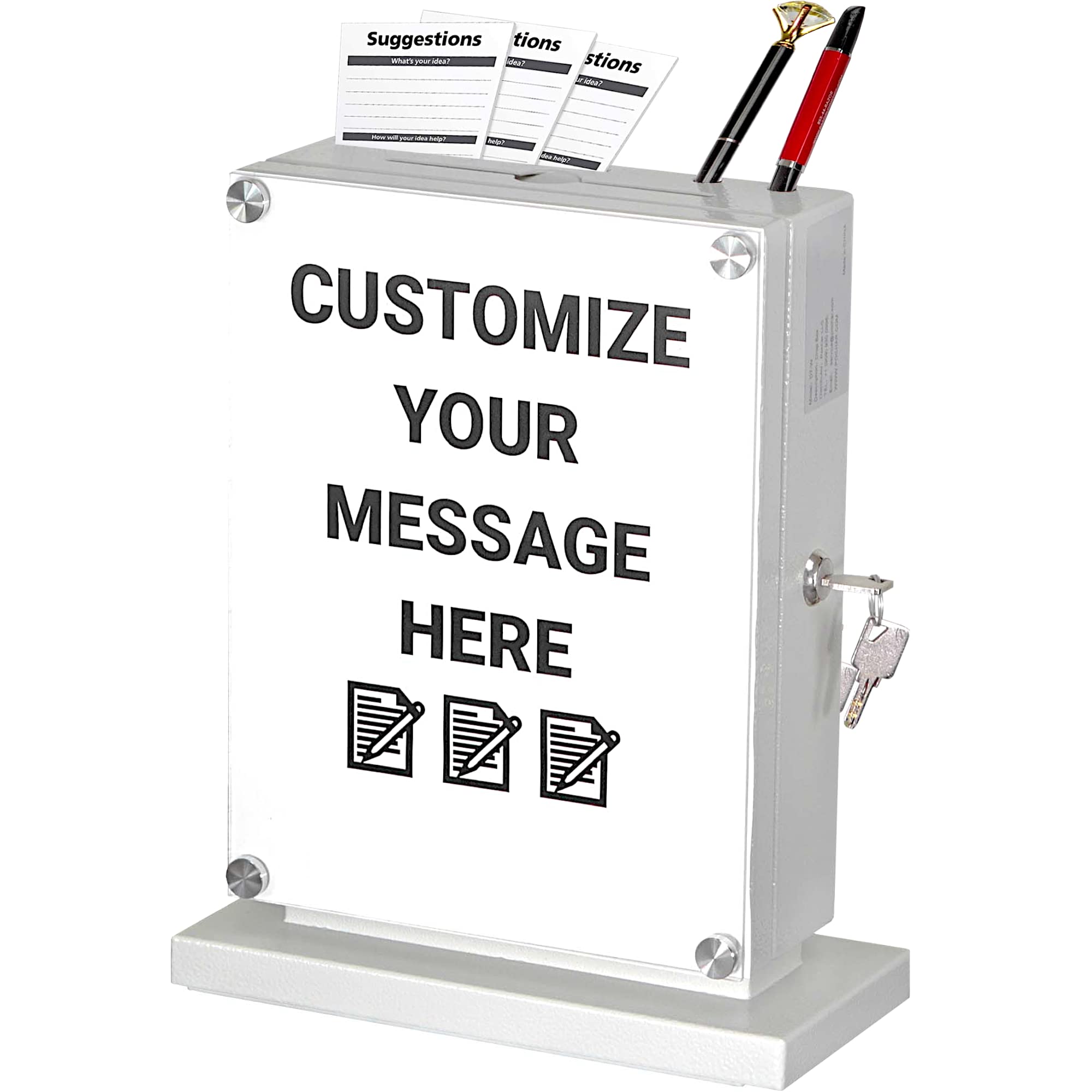 Suggestion Box With Lock With Wall Mount Option - Use As Offering Box, Tithe Box, Prayer Request Box, Tip Box With Lock, Donatio
