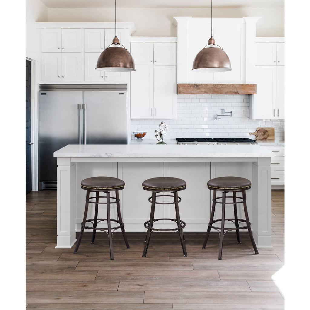 Steve Silver Bali Backless Swivel Bar Stool, Upholstered Seat with Metal Base, Brown Bar Stool, 18" W x 18" D x 30" H, (BL500SBC)