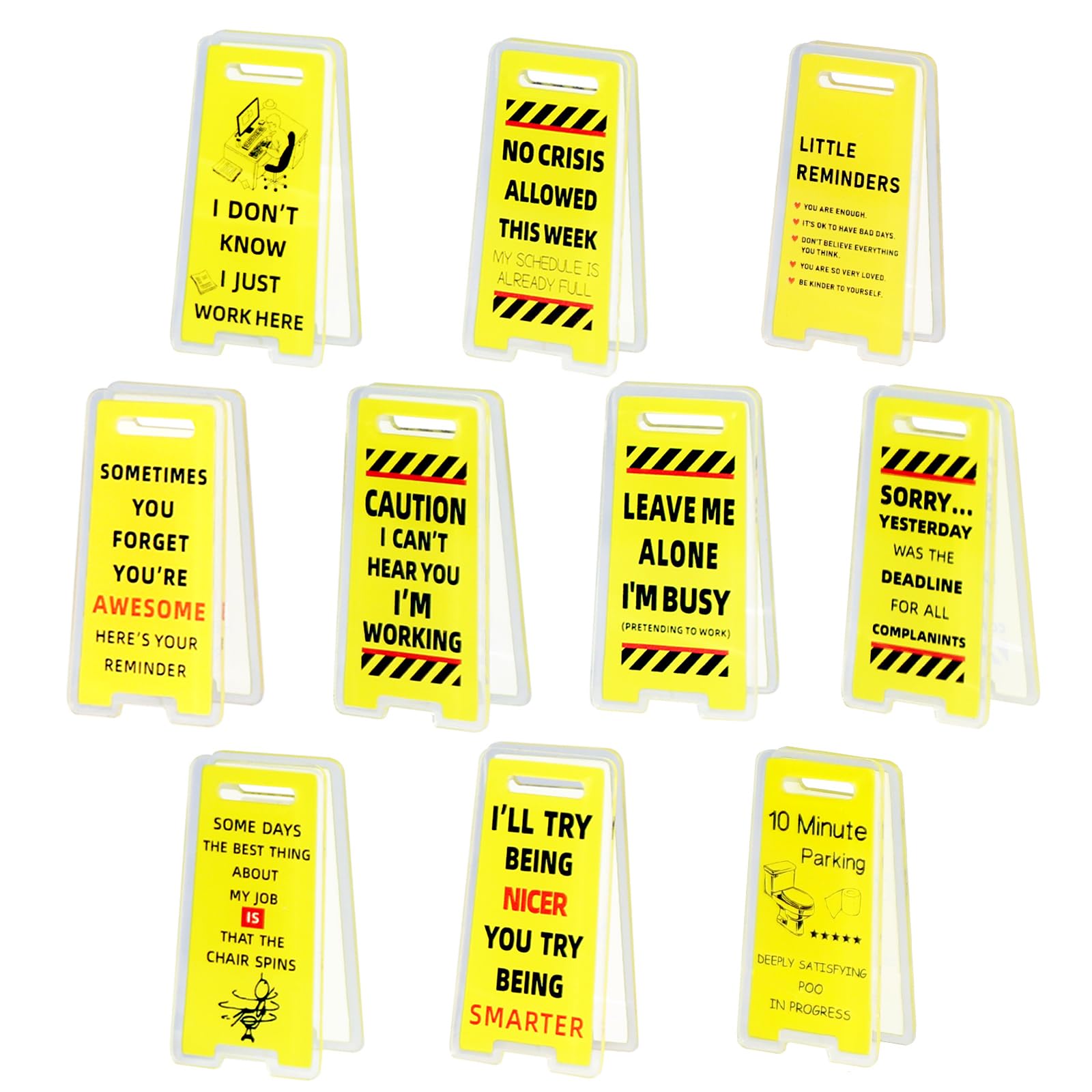10 Pack Funny Office Note Holder Clips, Overstimulated Desk Sign Funny Desk Signs Gag Sticky Note Holder Office Gag Gifts for Co