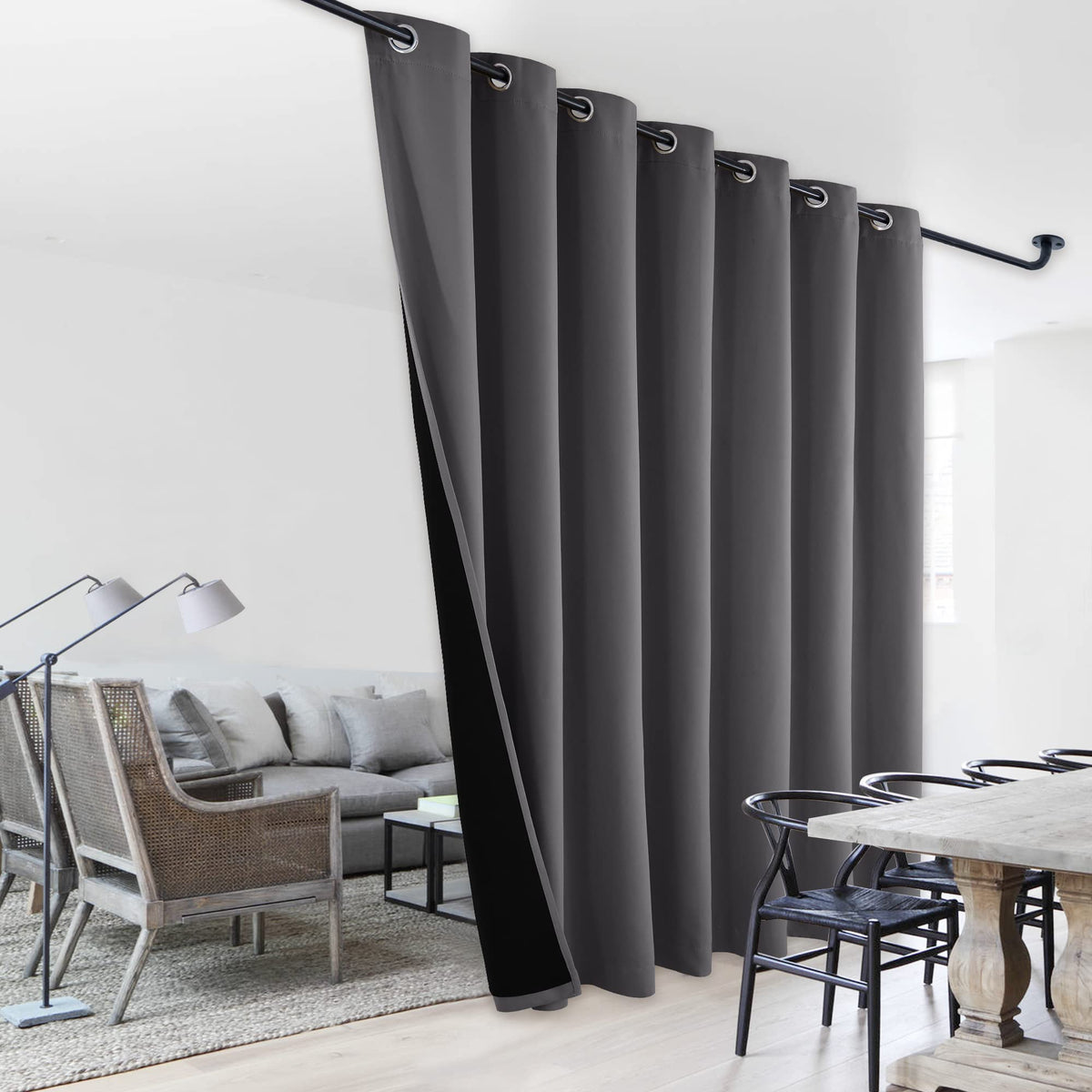Nicetown Sound Reducing Room Divider Curtains, Total Shade Patio Door Curtain, Heavy-Duty Full Light Shading Sliding Door Drape,