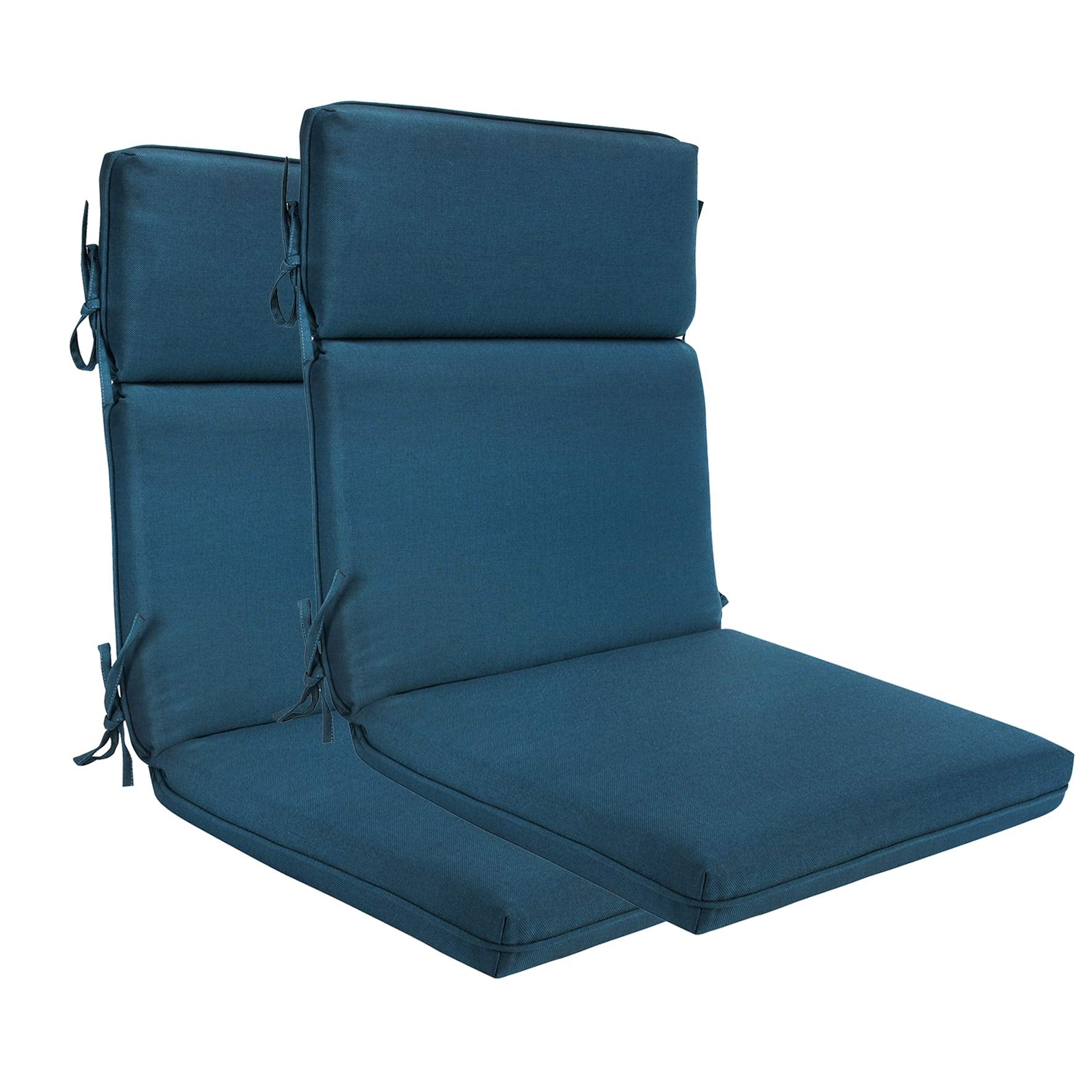 Bossima Indoor Outdoor High Back Chair Cushions Replacement Patio Chair Seat Cushions Set Of 2 (Olefin Teal Blue)