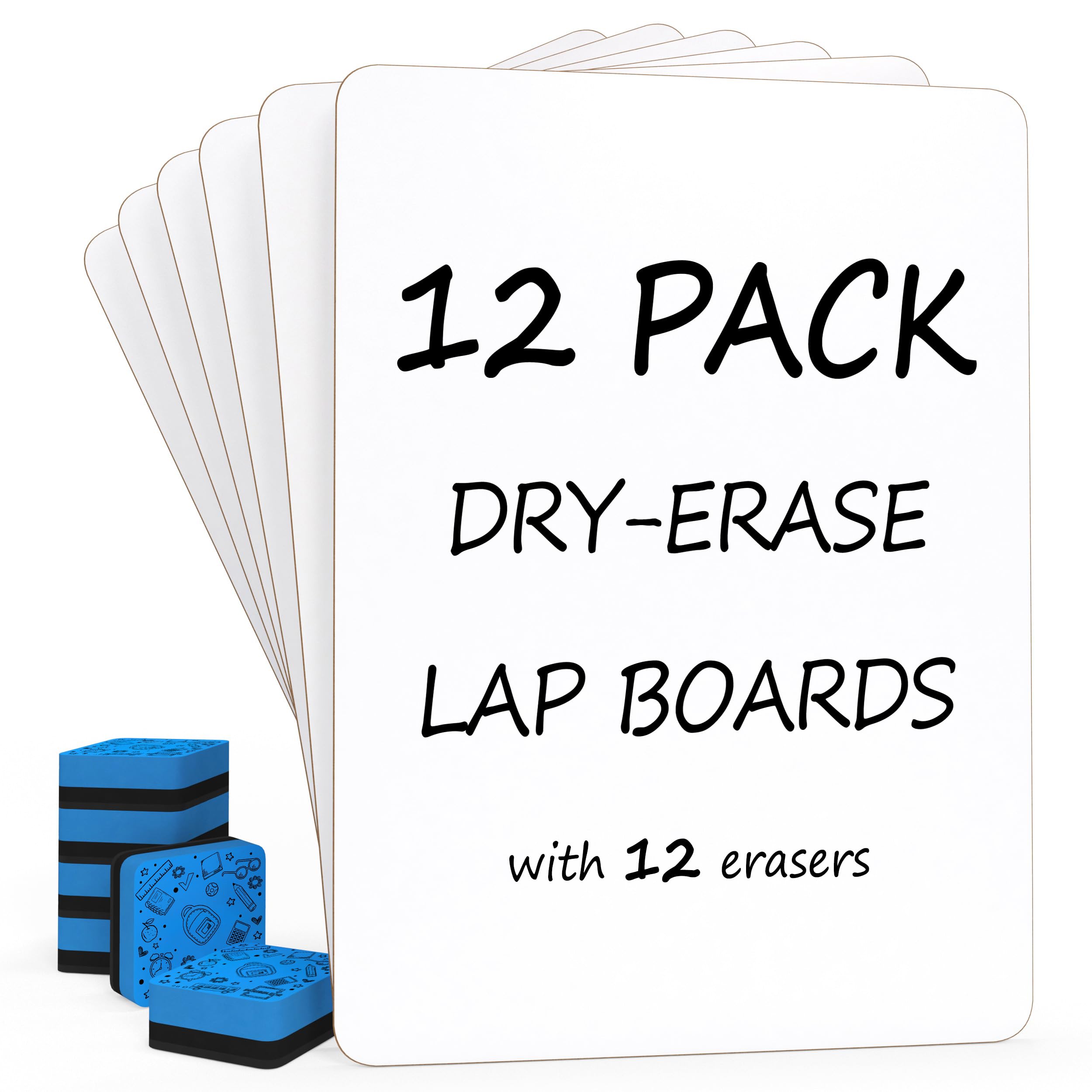 Set Of 12 Small White Board Dry Erase Boards Classroom Pack Mini White Boards 9'X12    Double Sided Personal Whiteboards For St