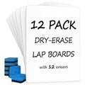 Set Of 12 Small White Board Dry Erase Boards Classroom Pack Mini White Boards 9'X12    Double Sided Personal Whiteboards For St