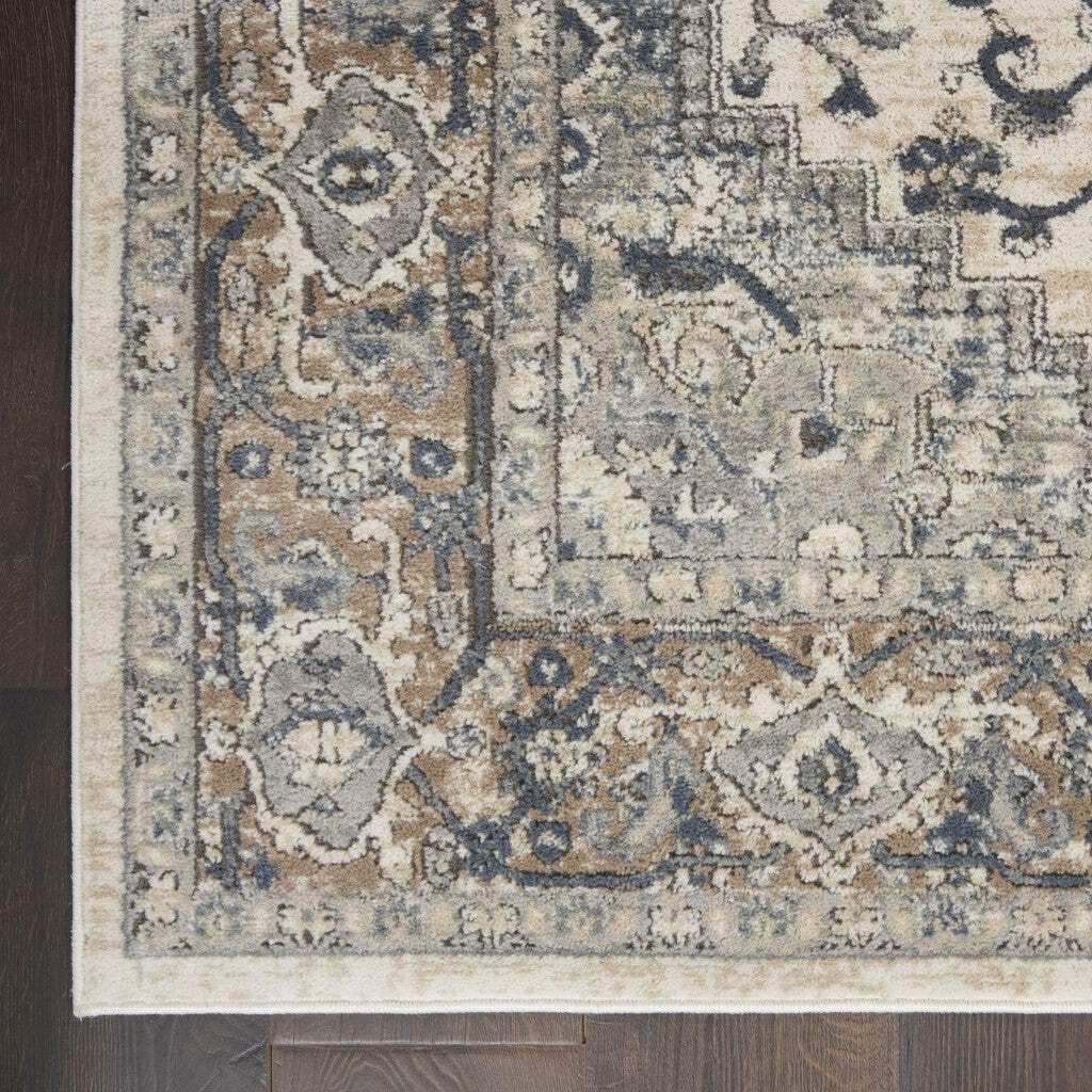 HomeRoots 521922 7 x 10 ft. Ivory Floral Power Loom Rectangle Area Rug