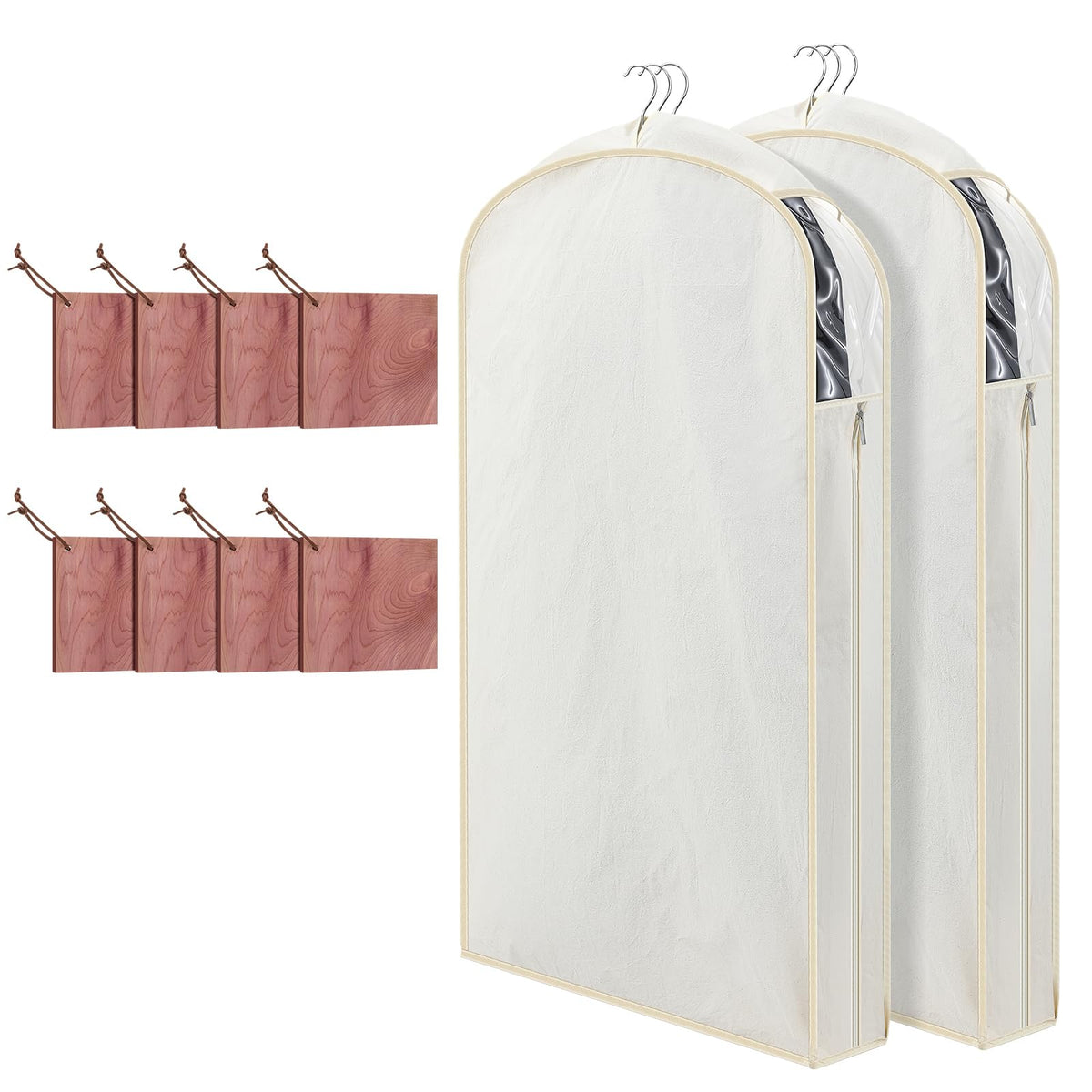 Briwooody Cotton Linen Garment Bags, 2 Sets, Moth Protection, Beige