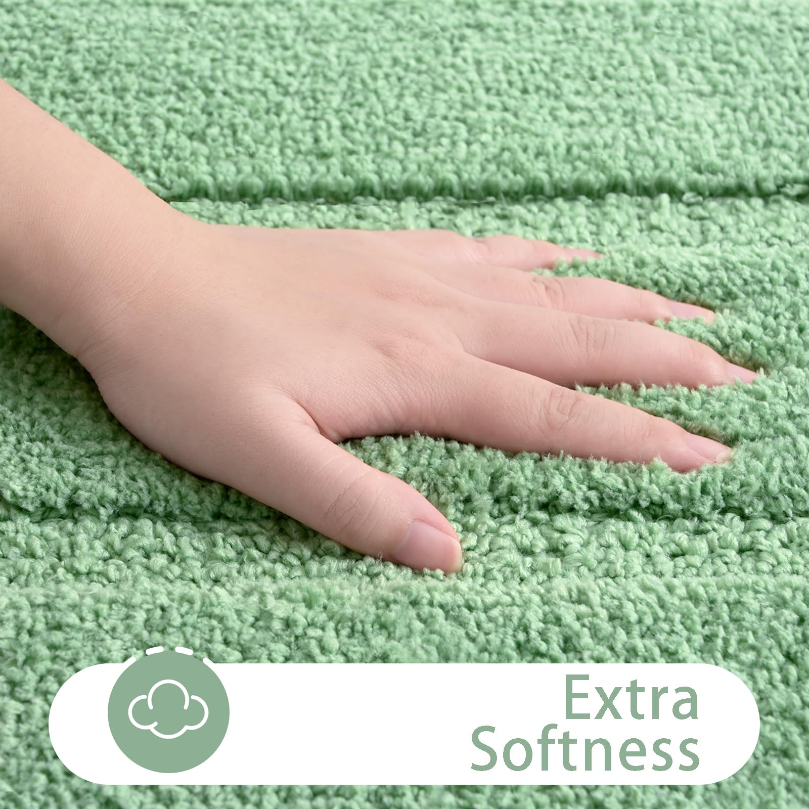 Homore Bathroom Rug, Sage Green Bathroom Rugs 24X36 Inch, Thick Soft And Absorbent Microfiber Bathroom Runner Rug, Non Slip Bath