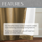 Elrene Home Fashions Versailles Faux-Silk Room-Darkening Curtain Panel, Blackout Curtain With Rod Pocket, 52 Inches By 95 Inches