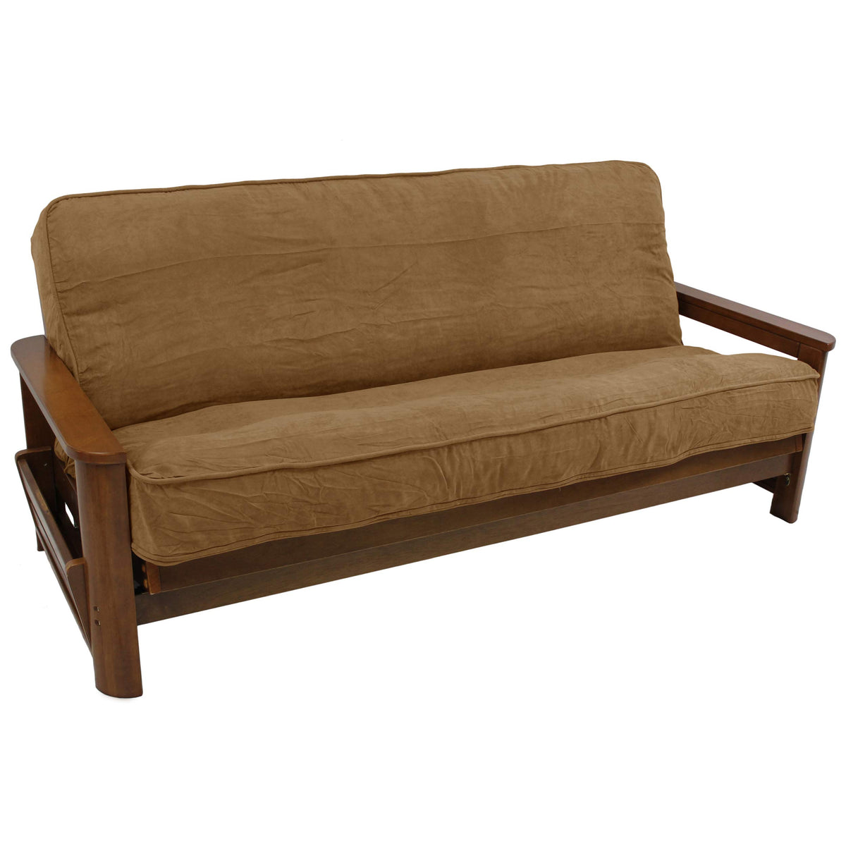 Blazing Needles Solid Microsuede Double Corded 8&quot; to 9&quot; Futon Cover, Full, Saddle Brown