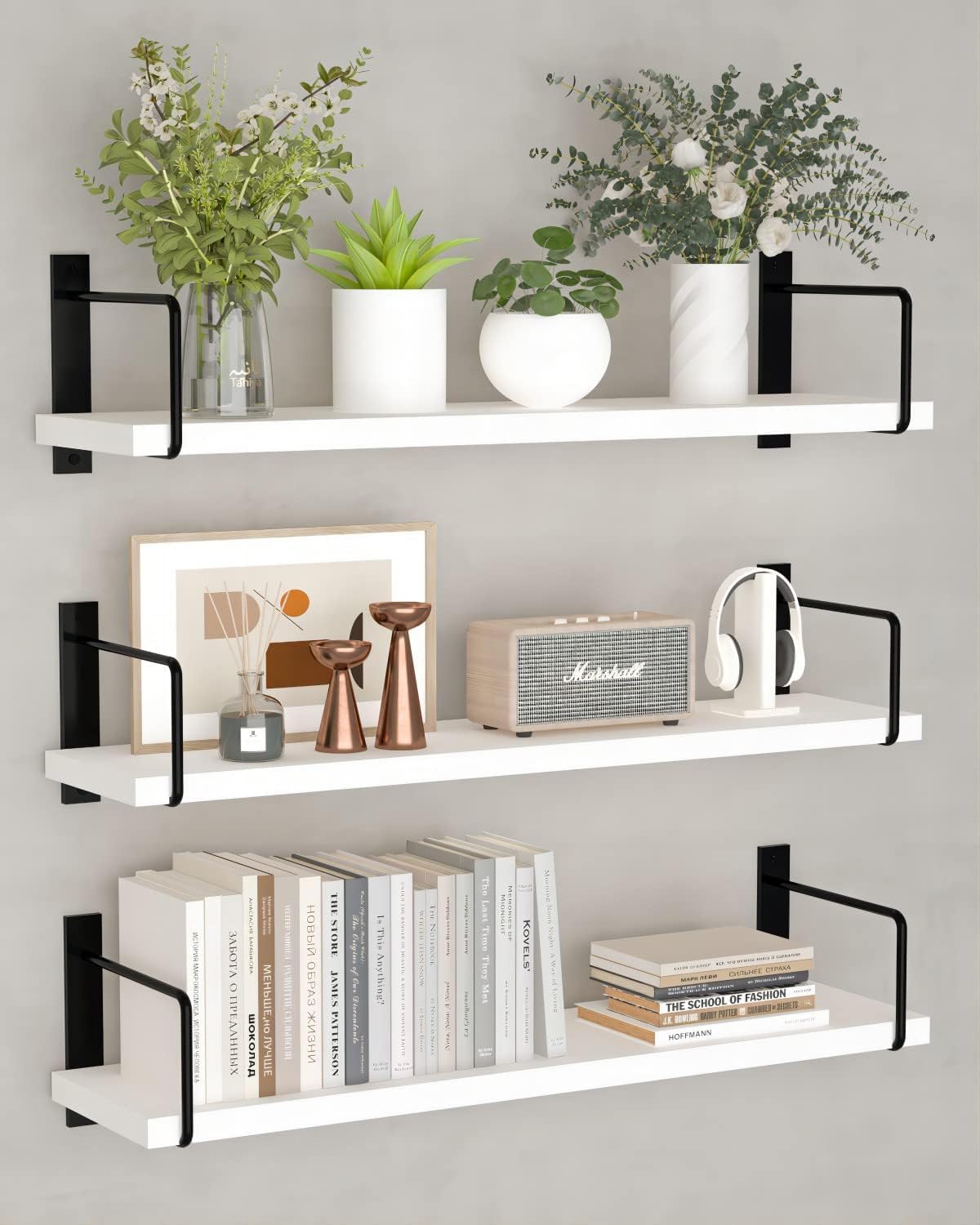 Brown Art SHOPPEE Metal & Wood Home Floating Shelf for Wall Dcor Storage, Wall Shelves, Wall Mounted Shelves for Bedroom, Living