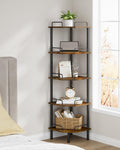 Tajsoon Corner Shelf Stand, 5 Tier Industrial Corner Shelves, Multipurpose Standing Display Shelf, Corner Shelving Unit for Bedr