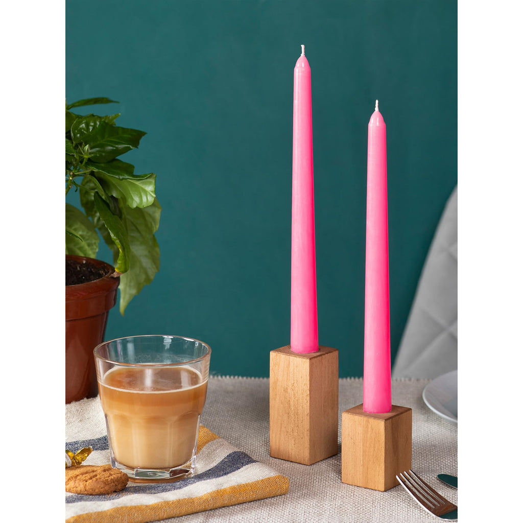 Candwax 12 Inch Taper Candles Set Of 12 - Dripless And Smokeless Candle Unscented - Slow Burning Candle Sticks - Pink Candles